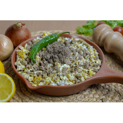Eggs with meat